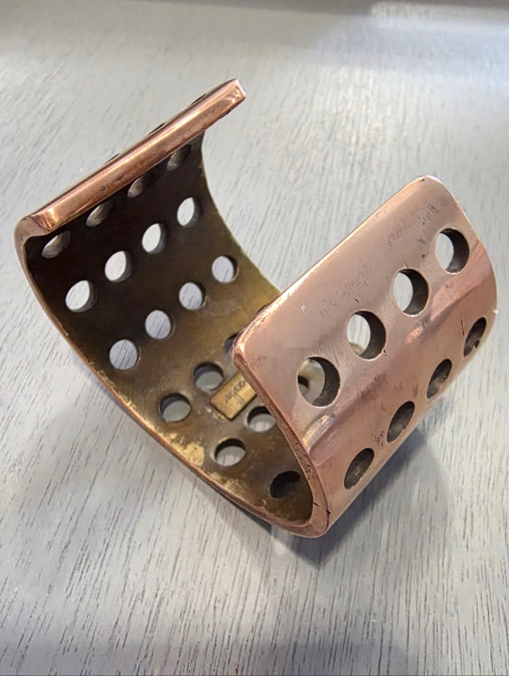 Perforated Copper Tone Cuff Bracelet